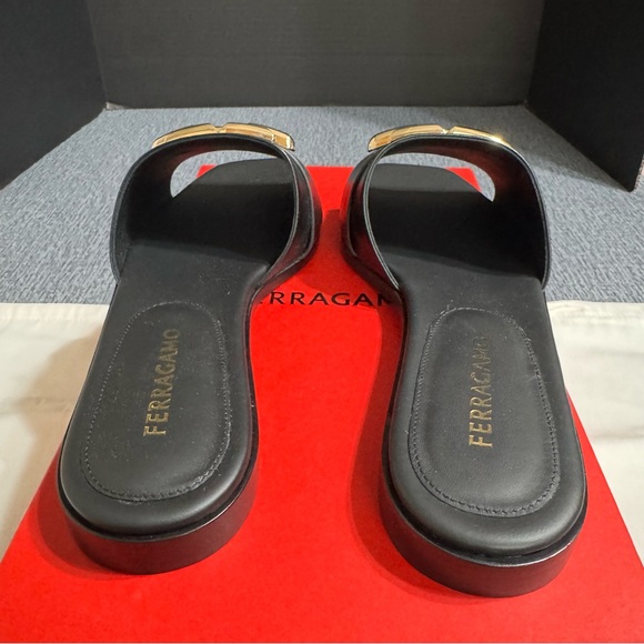 Ferragamo Priscilla Slip On Open Toe Slide Sandal in Black - Picture 8 of 16